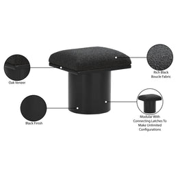 Meridian Pavilion Black Boucle Fabric Bench/Stool