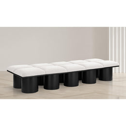 Meridian Pavilion Cream Boucle Fabric Bench
