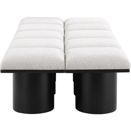 Meridian Pavilion Cream Boucle Fabric Bench