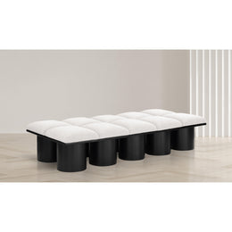 Meridian Pavilion Cream Boucle Fabric Bench