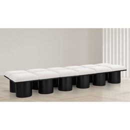 Meridian Pavilion Cream Boucle Fabric Bench