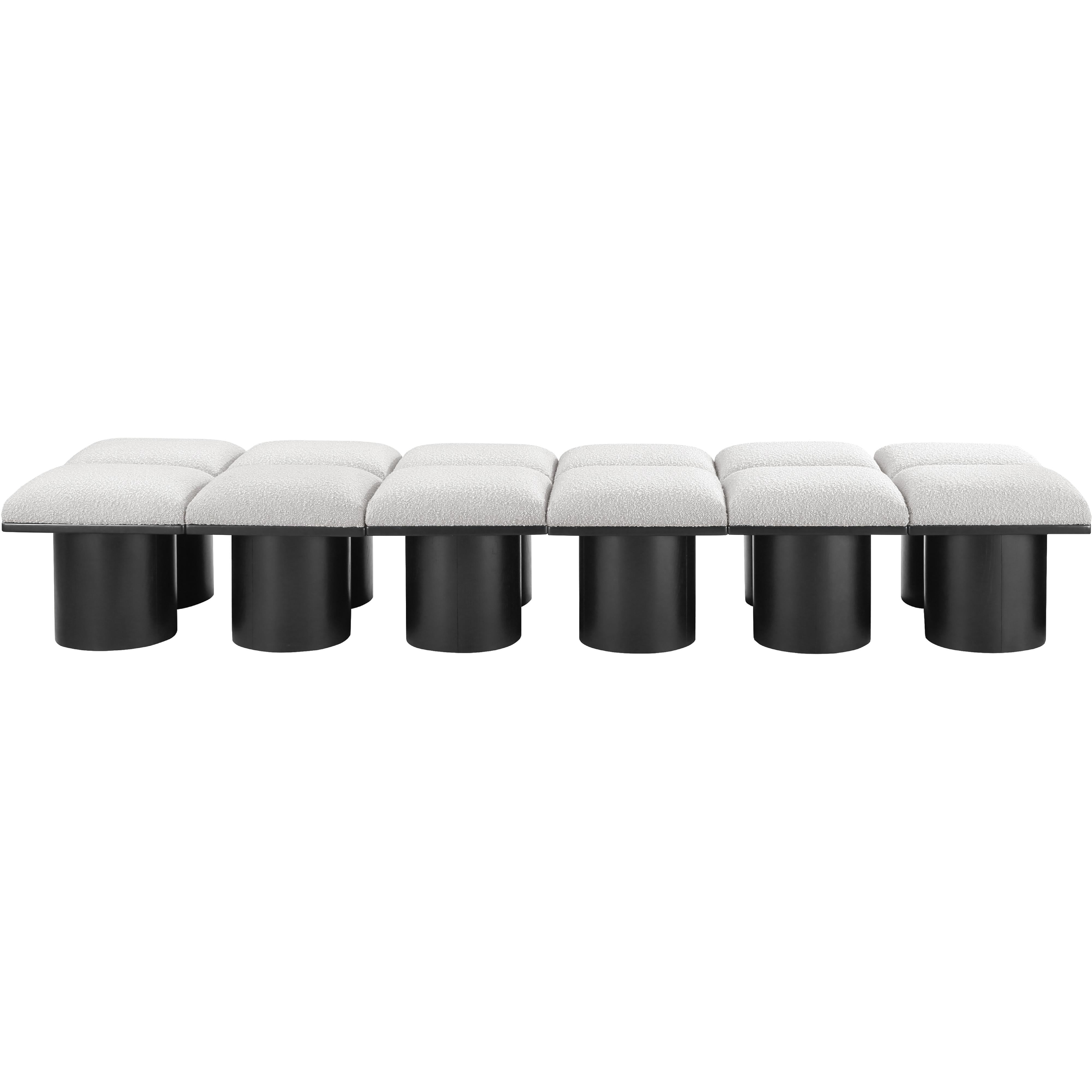 Meridian Pavilion Cream Boucle Fabric Bench