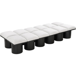 Meridian Pavilion Cream Boucle Fabric Bench