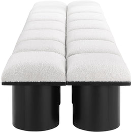 Meridian Pavilion Cream Boucle Fabric Bench