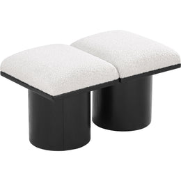 Meridian Pavilion Cream Boucle Fabric Bench