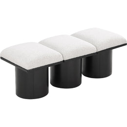 Meridian Pavilion Cream Boucle Fabric Bench