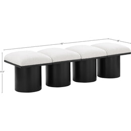Meridian Pavilion Cream Boucle Fabric Bench