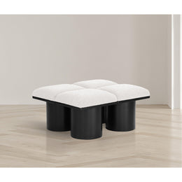 Meridian Pavilion Cream Boucle Fabric Bench