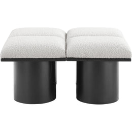 Meridian Pavilion Cream Boucle Fabric Bench