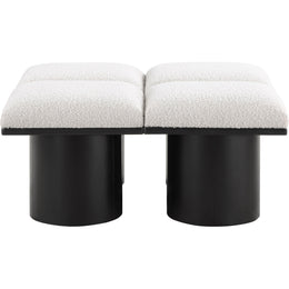 Meridian Pavilion Cream Boucle Fabric Bench
