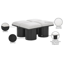 Meridian Pavilion Cream Boucle Fabric Bench