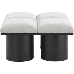 Meridian Pavilion Cream Boucle Fabric Bench