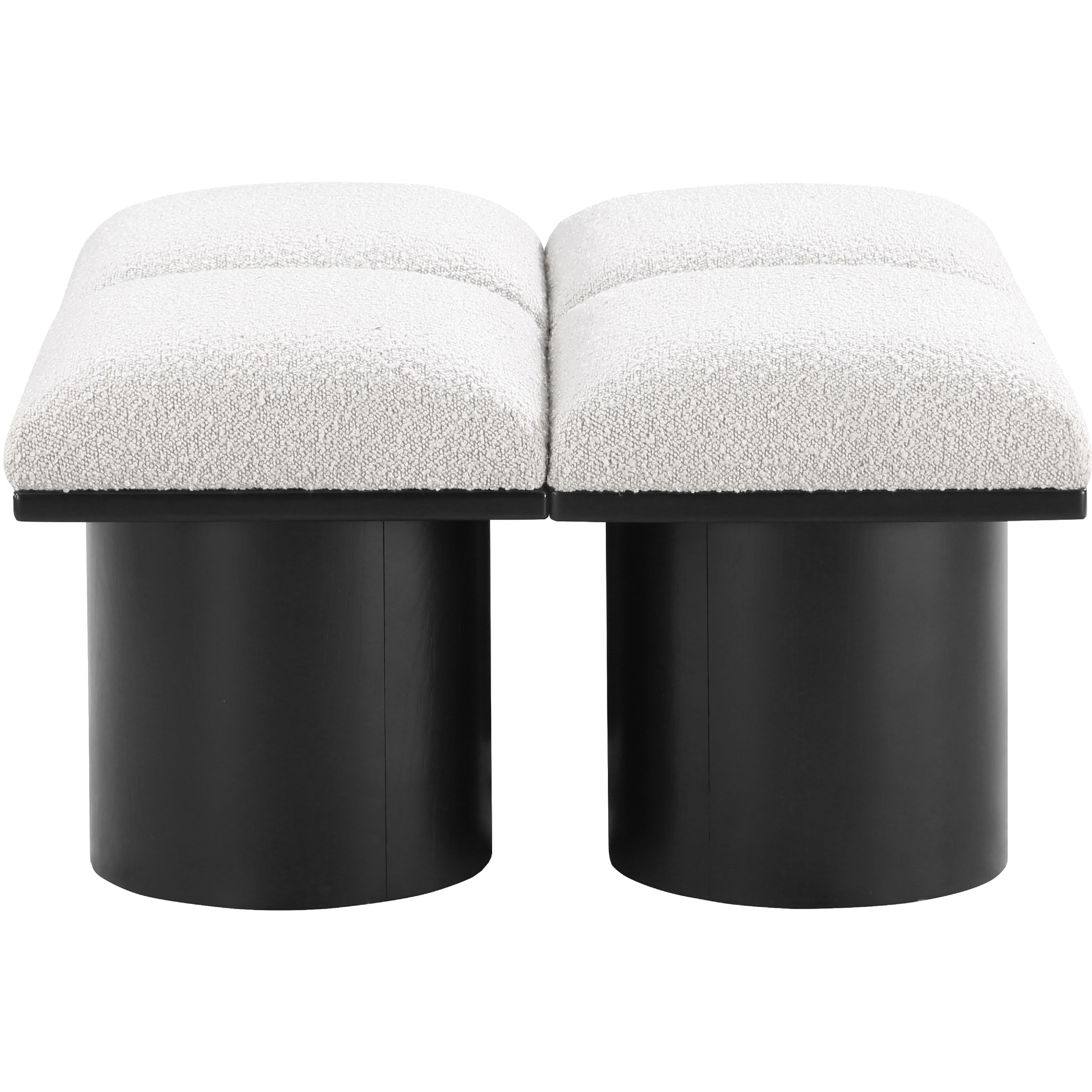 Meridian Pavilion Cream Boucle Fabric Bench