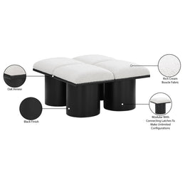 Meridian Pavilion Cream Boucle Fabric Bench