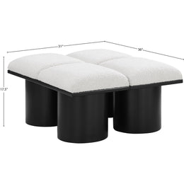 Meridian Pavilion Cream Boucle Fabric Bench