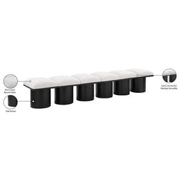 Meridian Pavilion Cream Boucle Fabric Bench