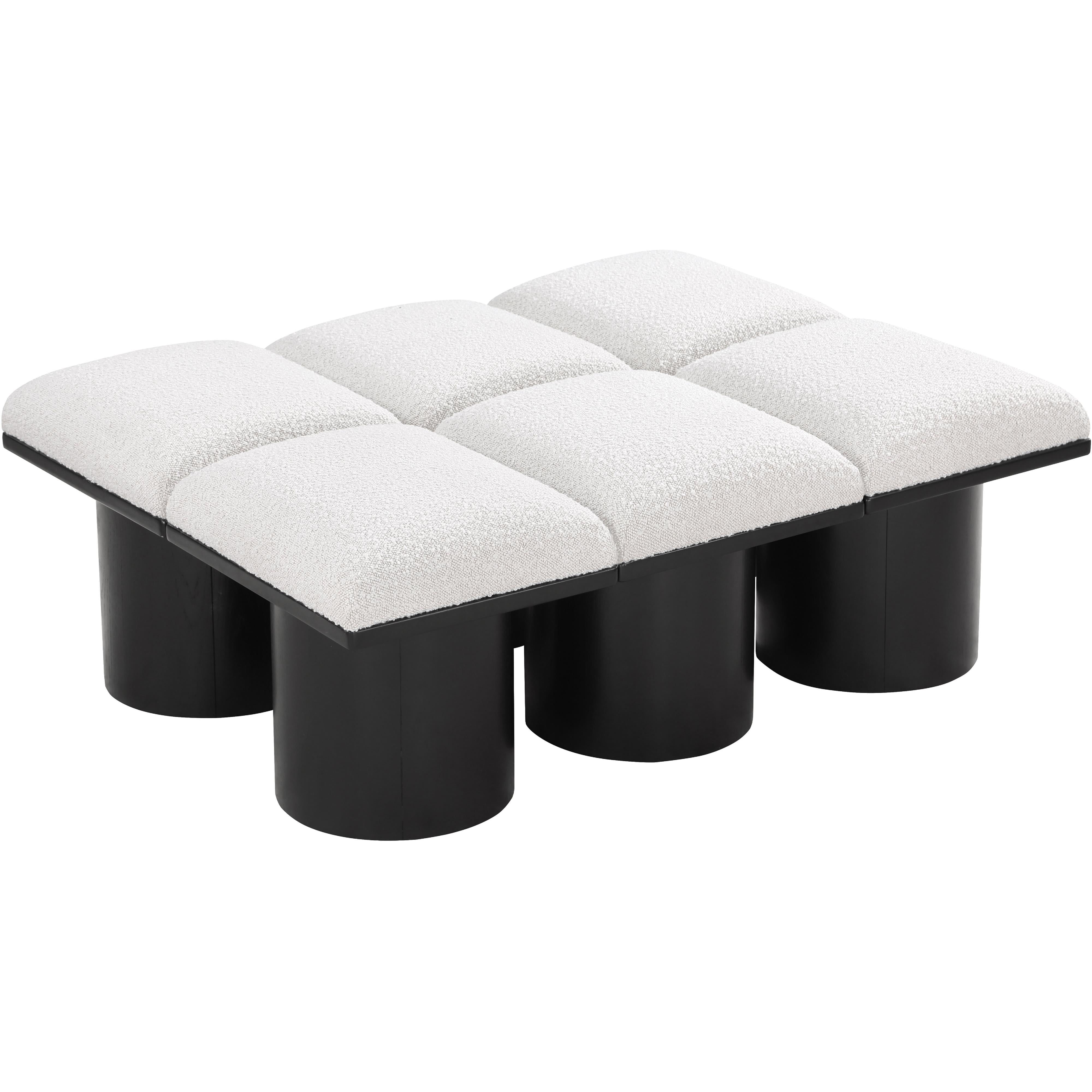 Meridian Pavilion Cream Boucle Fabric Bench