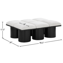Meridian Pavilion Cream Boucle Fabric Bench