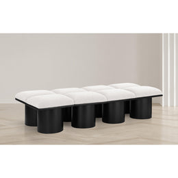 Meridian Pavilion Cream Boucle Fabric Bench