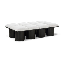 Meridian Pavilion Cream Boucle Fabric Bench