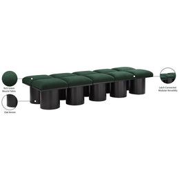 Meridian Pavilion Green Boucle Fabric Bench