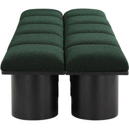 Meridian Pavilion Green Boucle Fabric Bench