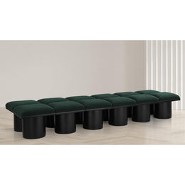 Meridian Pavilion Green Boucle Fabric Bench