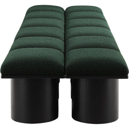 Meridian Pavilion Green Boucle Fabric Bench