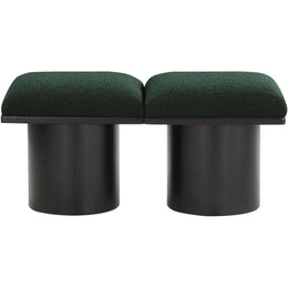 Meridian Pavilion Green Boucle Fabric Bench