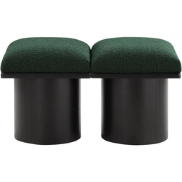 Meridian Pavilion Green Boucle Fabric Bench