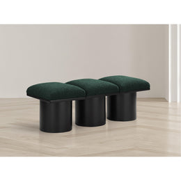 Meridian Pavilion Green Boucle Fabric Bench