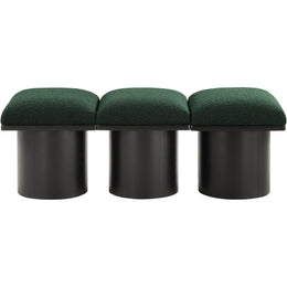 Meridian Pavilion Green Boucle Fabric Bench