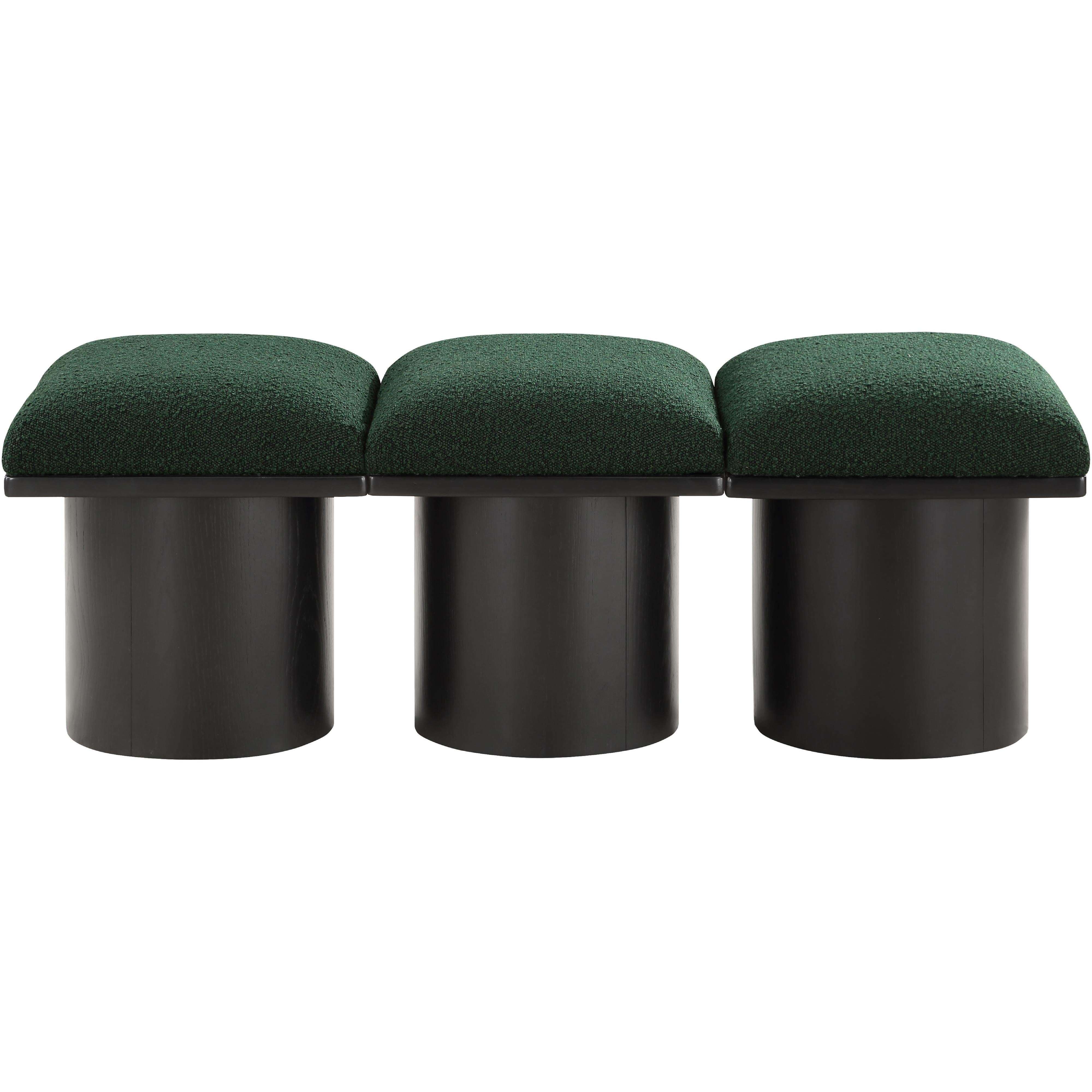 Meridian Pavilion Green Boucle Fabric Bench
