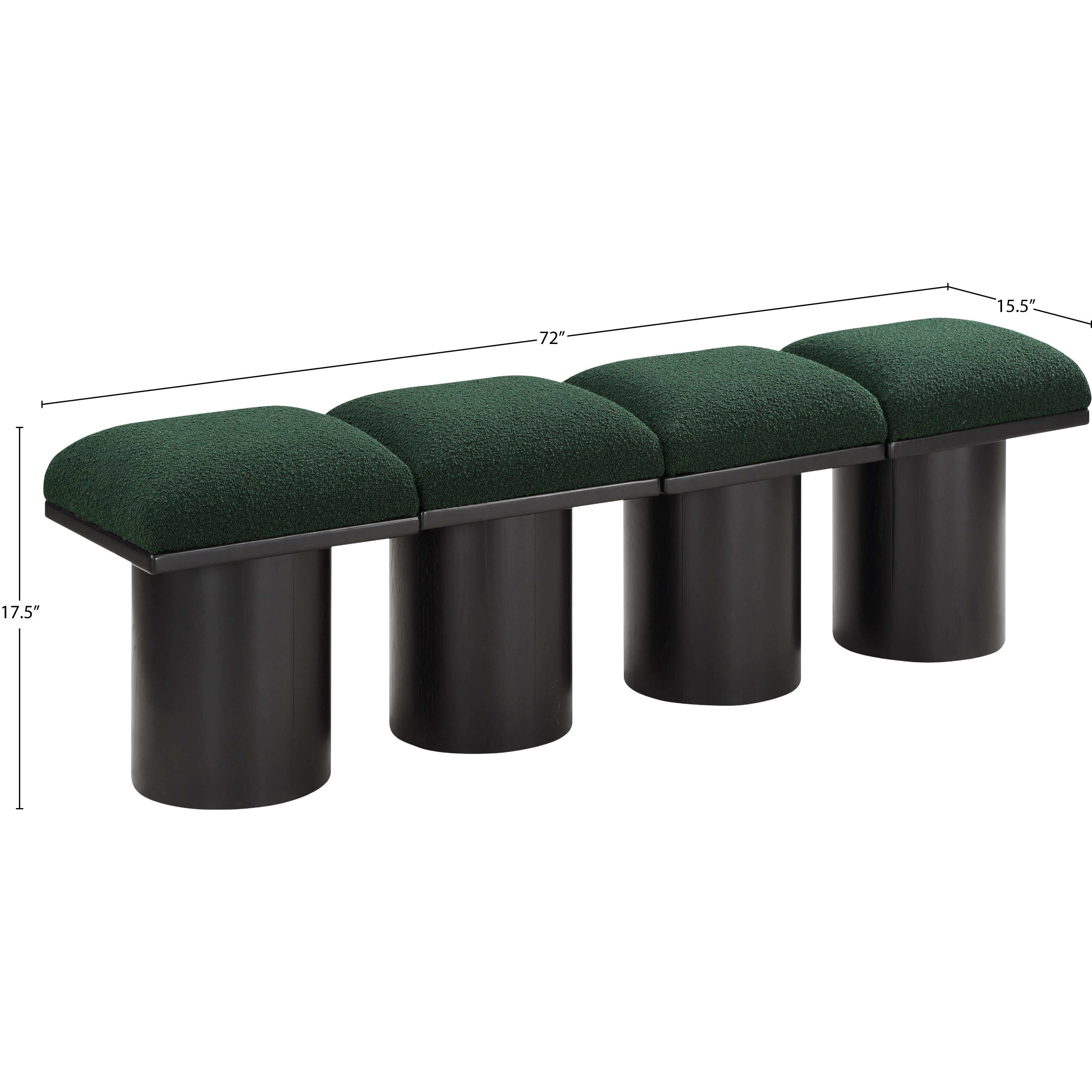 Meridian Pavilion Green Boucle Fabric Bench