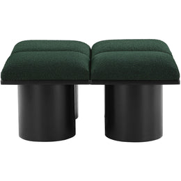 Meridian Pavilion Green Boucle Fabric Bench