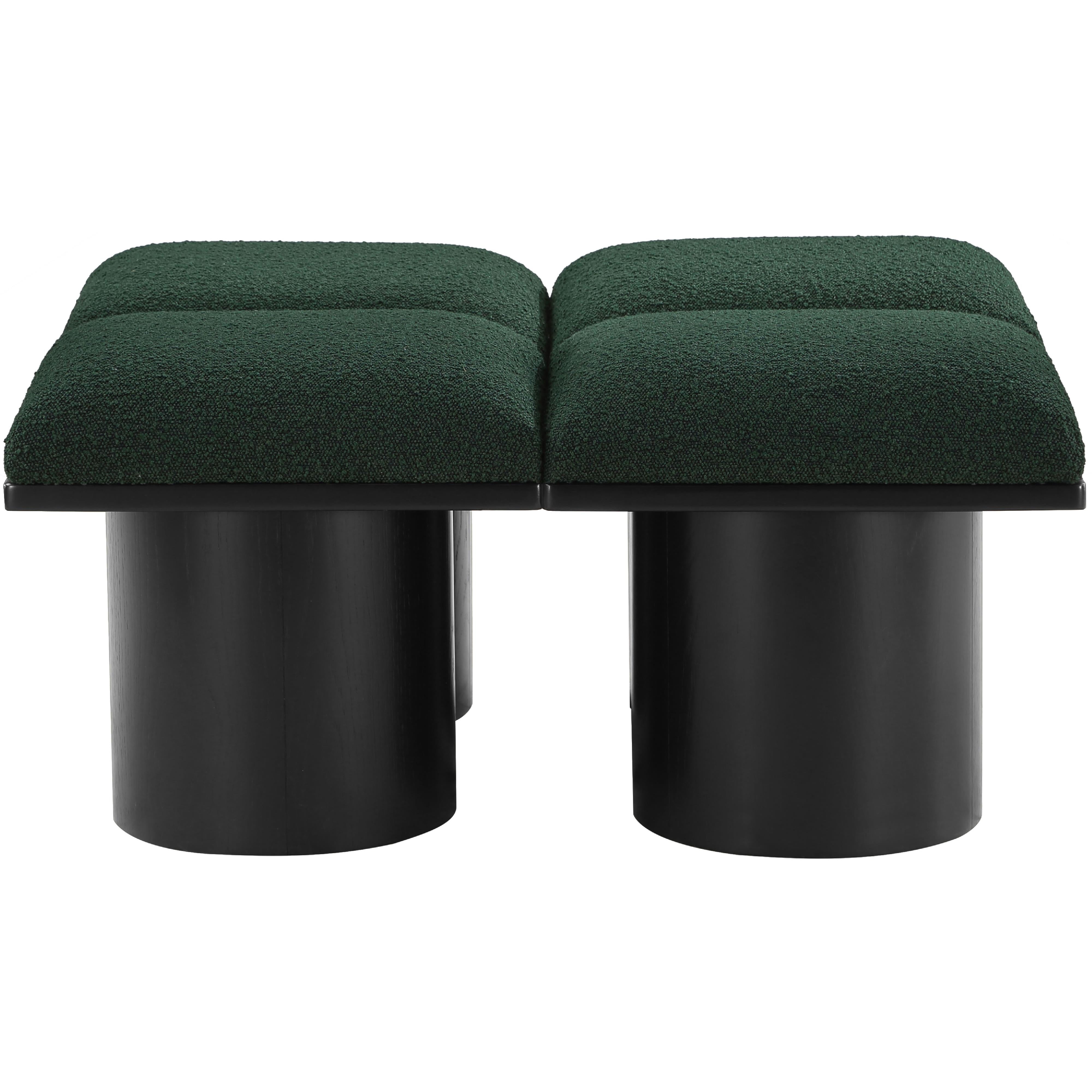 Meridian Pavilion Green Boucle Fabric Bench