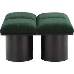 Meridian Pavilion Green Boucle Fabric Bench