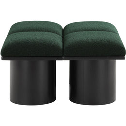 Meridian Pavilion Green Boucle Fabric Bench