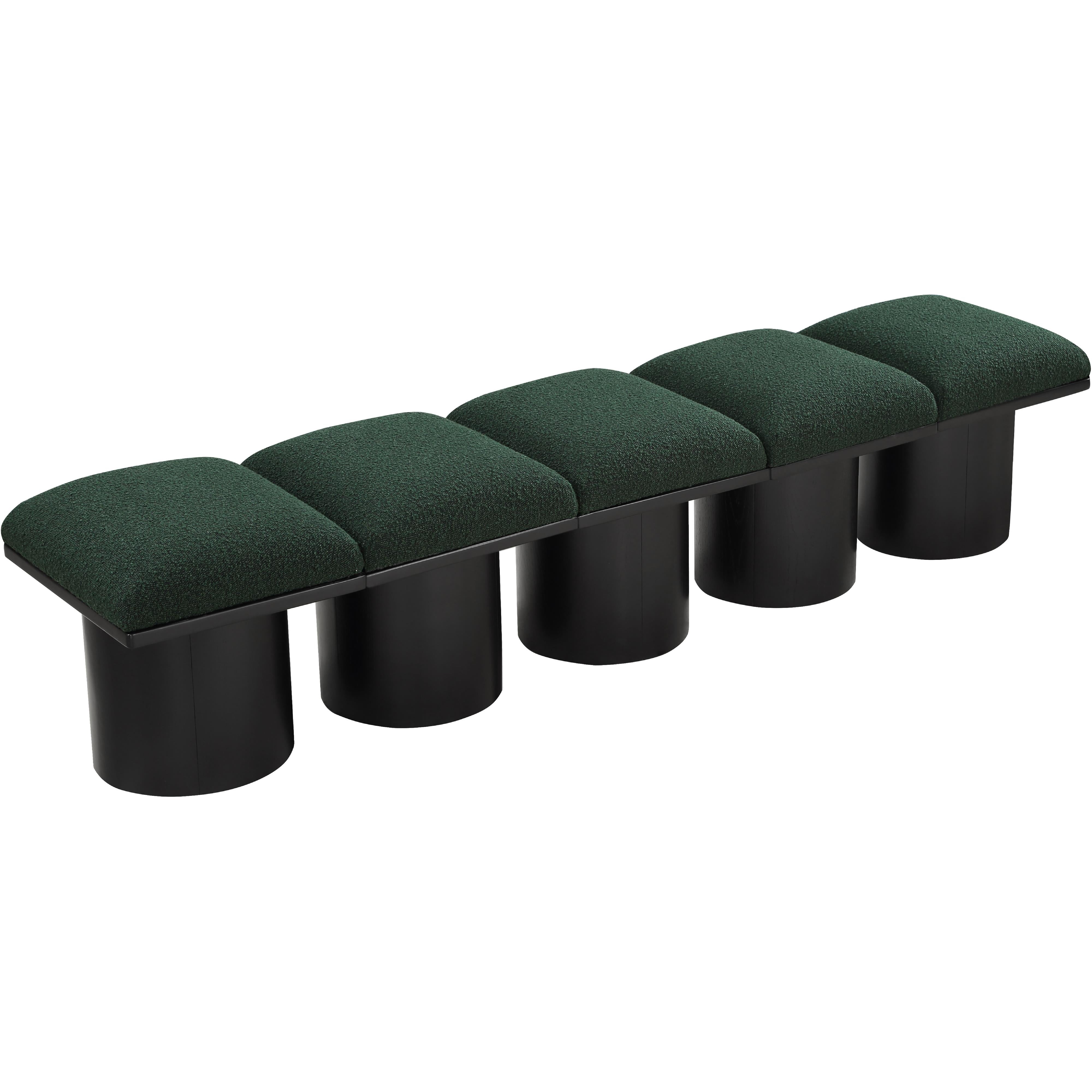 Meridian Pavilion Green Boucle Fabric Bench