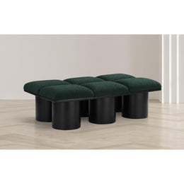 Meridian Pavilion Green Boucle Fabric Bench