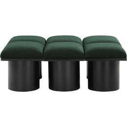 Meridian Pavilion Green Boucle Fabric Bench