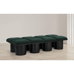 Meridian Pavilion Green Boucle Fabric Bench