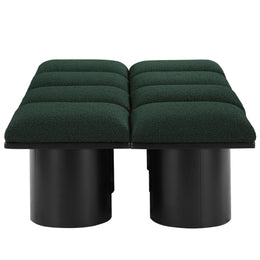 Meridian Pavilion Green Boucle Fabric Bench
