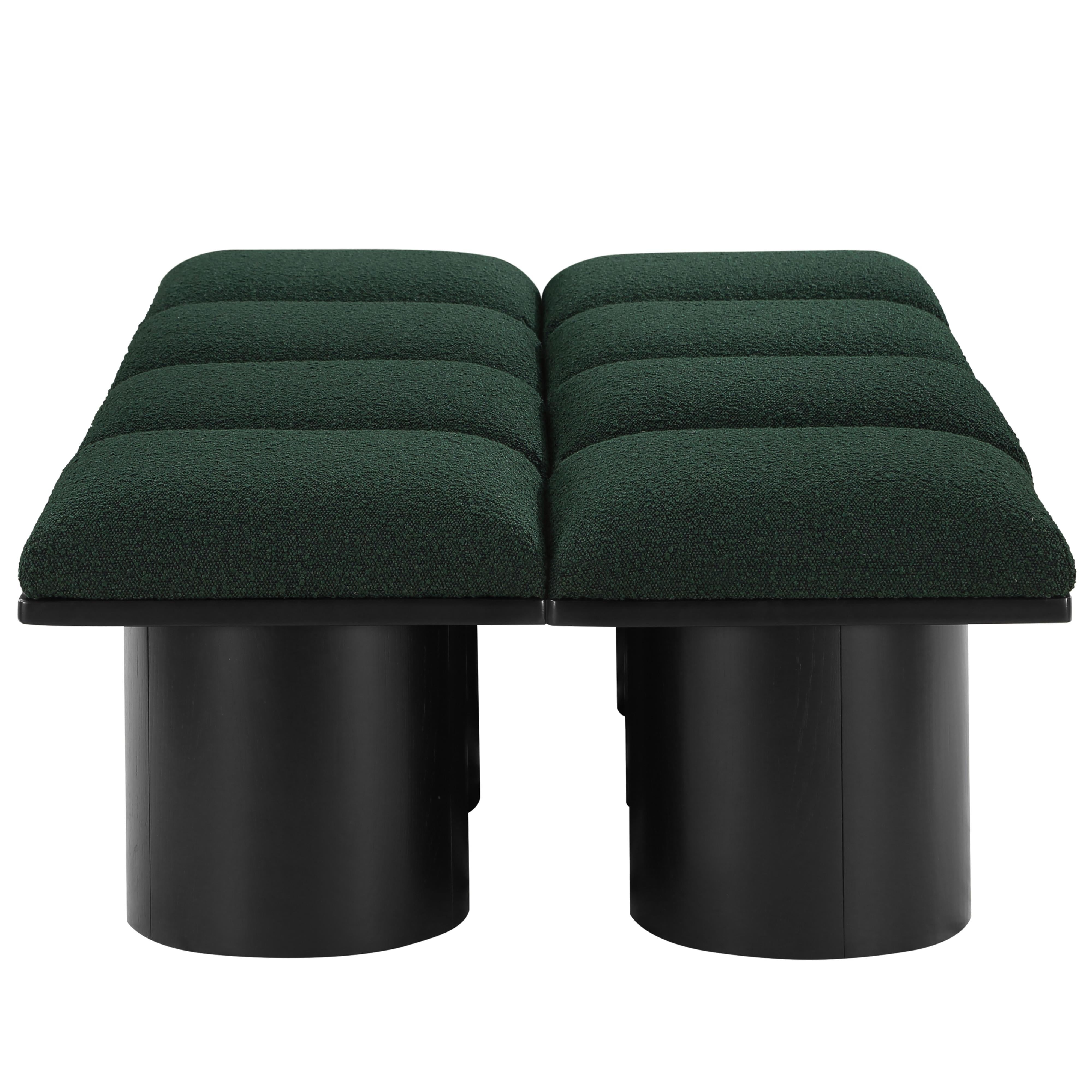 Meridian Pavilion Green Boucle Fabric Bench