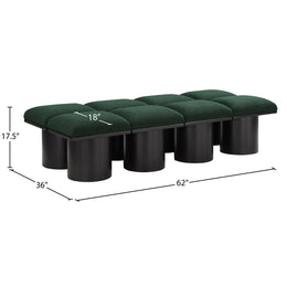 Meridian Pavilion Green Boucle Fabric Bench