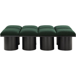 Meridian Pavilion Green Boucle Fabric Bench