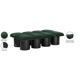Meridian Pavilion Green Boucle Fabric Bench