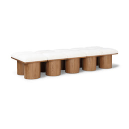 Meridian Pavilion Cream Boucle Fabric Bench