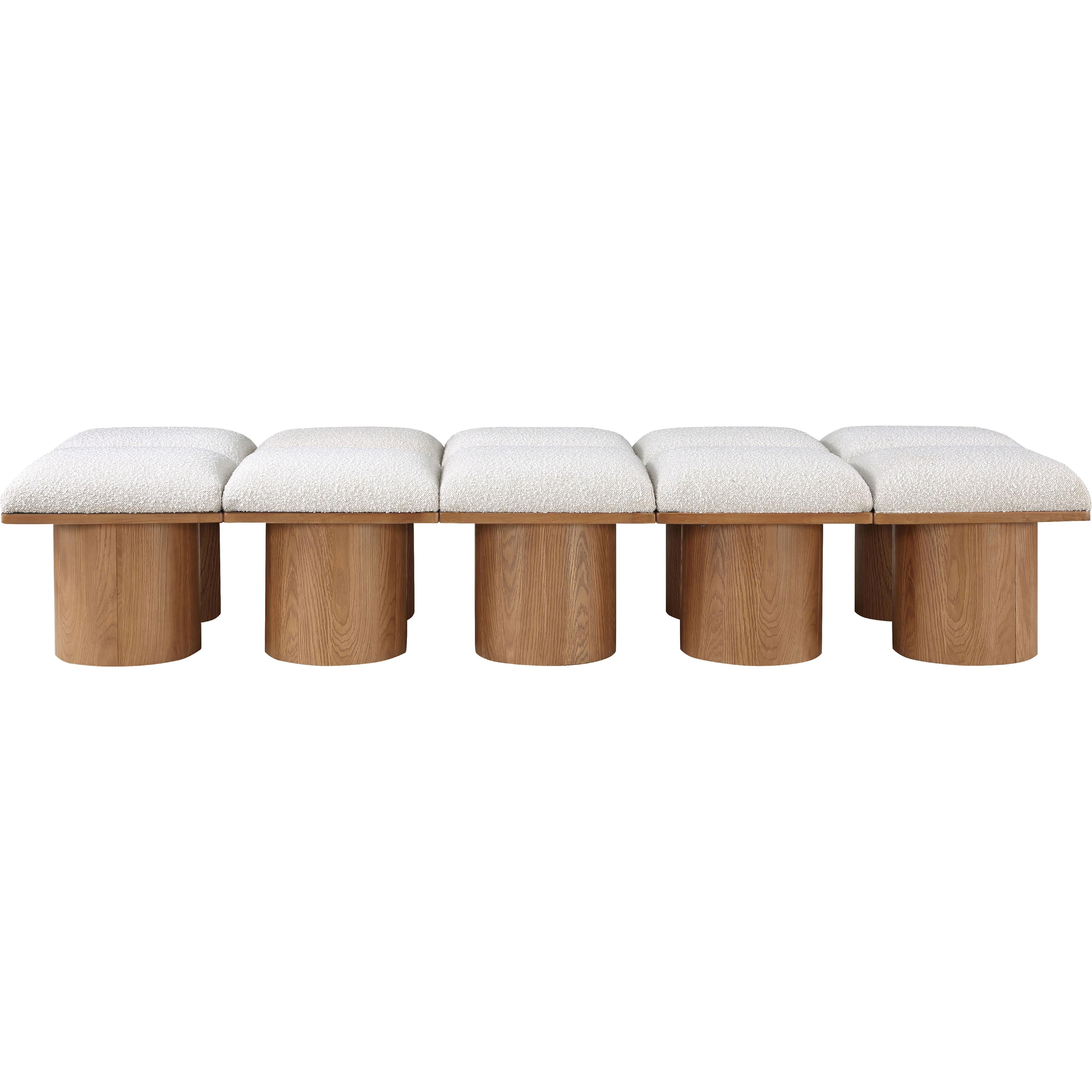 Meridian Pavilion Cream Boucle Fabric Bench