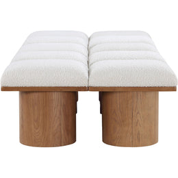 Meridian Pavilion Cream Boucle Fabric Bench